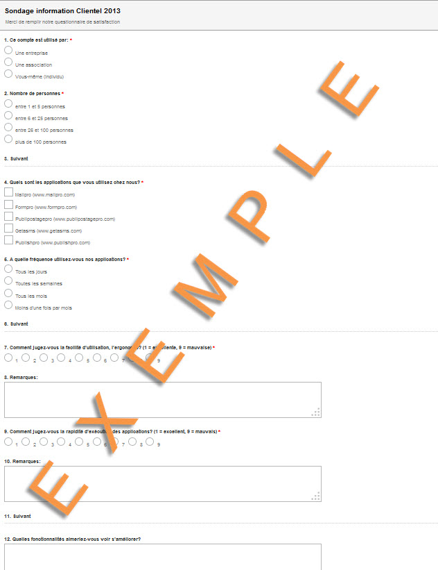 Les sondages d'information clients de Formpro