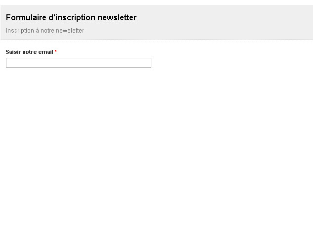 Formulaire d'inscription aux newsletters