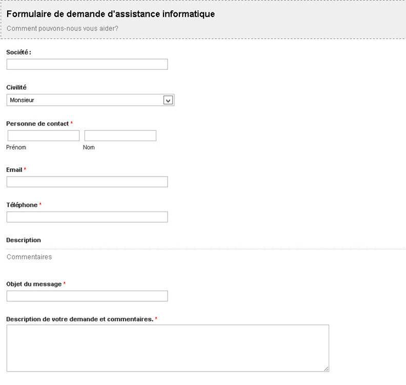 Formulaire de demande d'assistance
