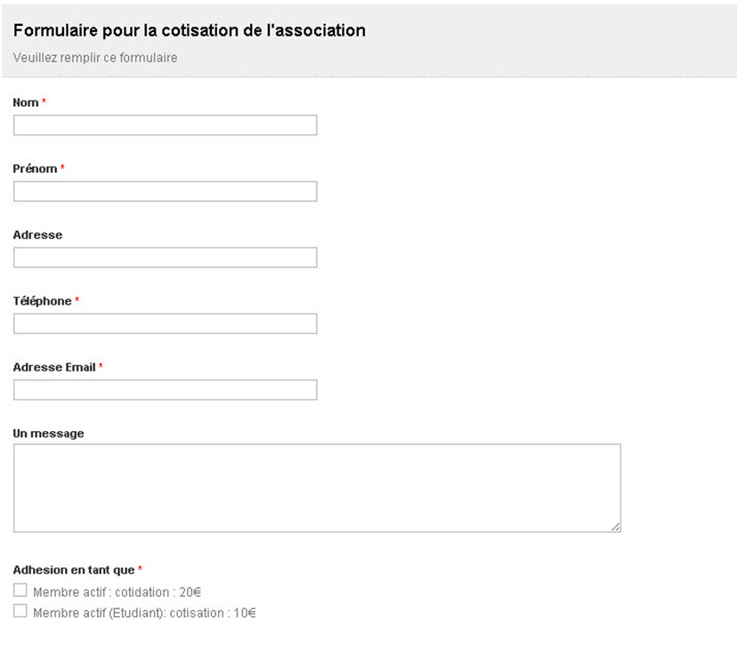 Formulaire de cotisation
