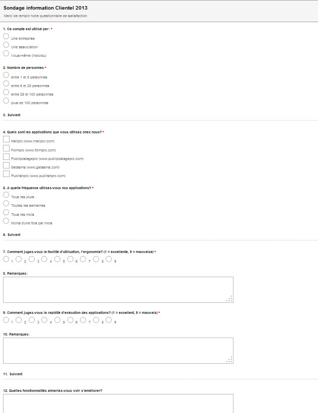 Sondage type client